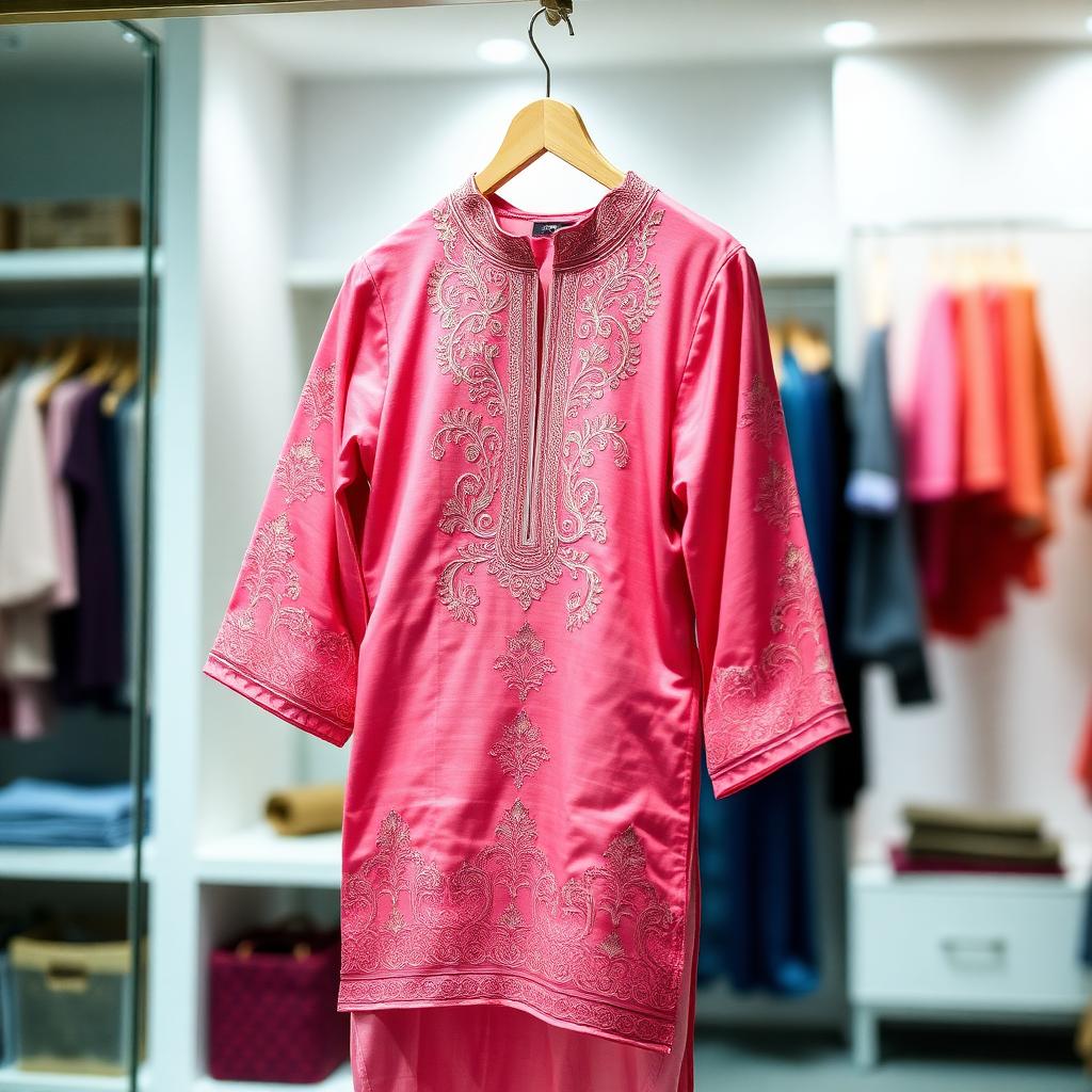 Pink embroidered kurta