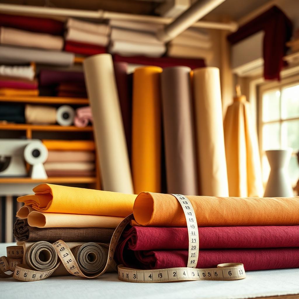 Colorful fabric rolls